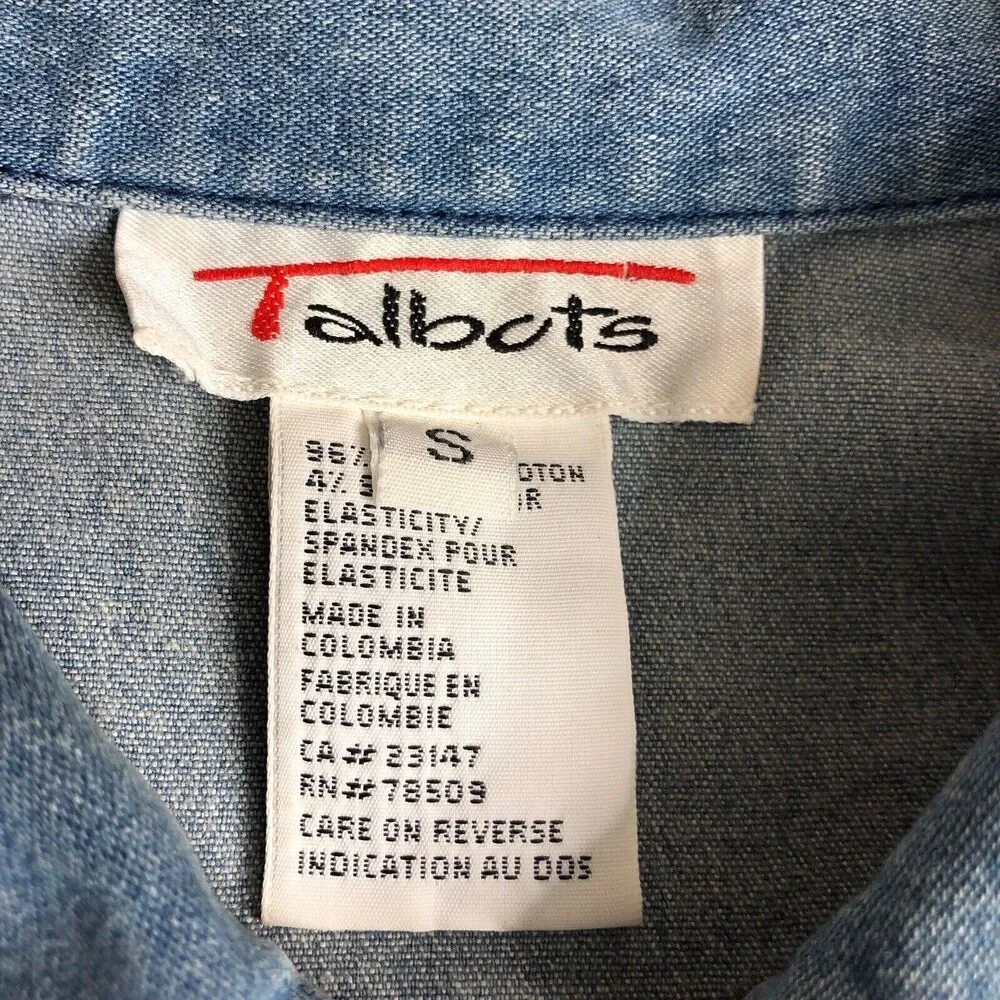 Vintage Talbots Vest Womens Small Blue Denim Button Front Cotton Spandex Pockets - Picture 4 of 15